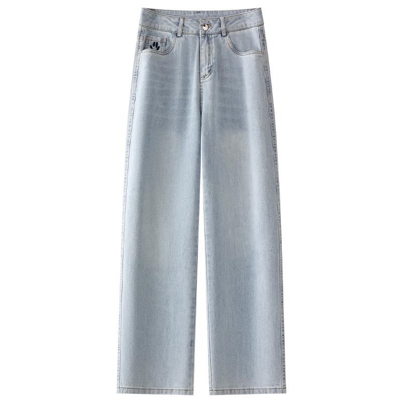 

Women s Petite High-Waisted Wide-Leg Cropped Jeans, Light Blue, Spring & Autumn 2025. L