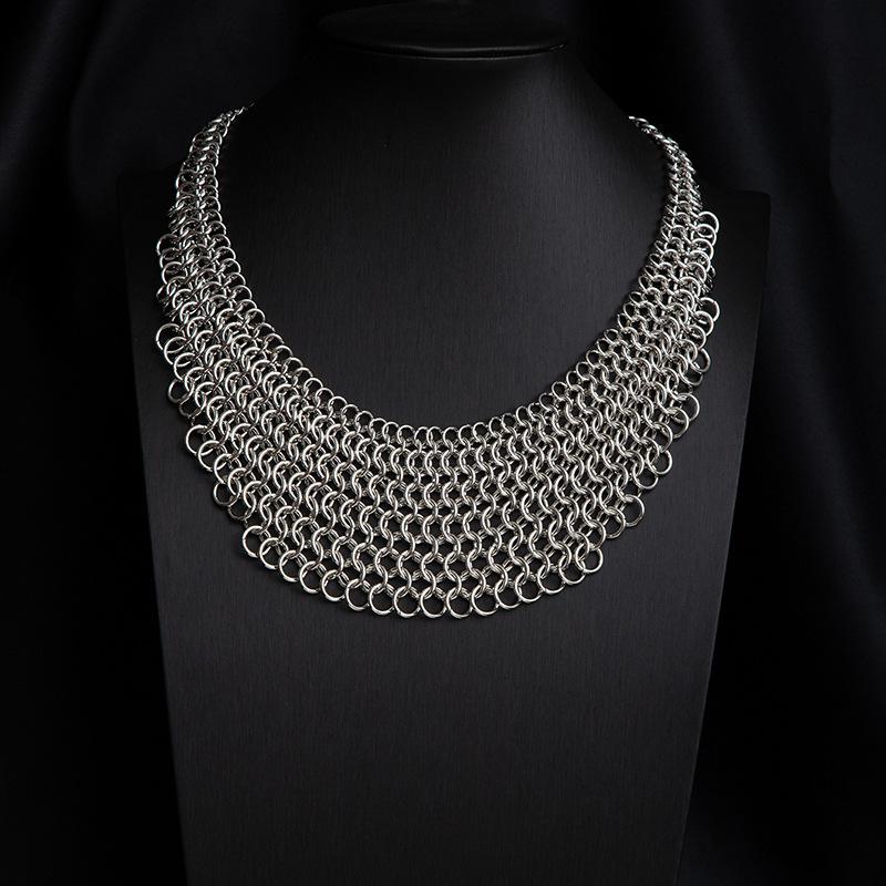 Necklace Geometric Round Splicing Personalized Necklace Exaggerated Wind Metal Tassel Clavicle Chain