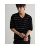 Tipping Stripe Collar Neck Short Sleeve Knit Black