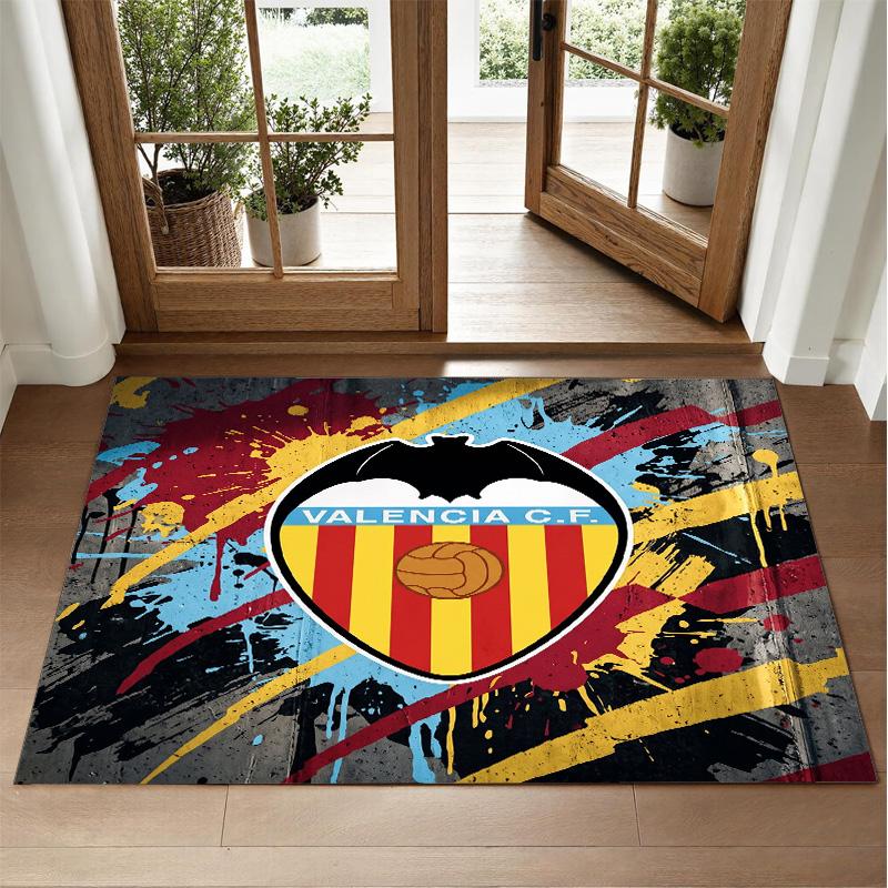 Valencia FC Design Crystal Velvet Rug Soft Decorative Mat for Bedroom Entrance