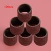 100pcs Grit 120 Sanding Drum Set Sander Sleeves Sandpapers Band Brownish Red Aluminum Oxide 6.35mm Fit for Rotary Tool
