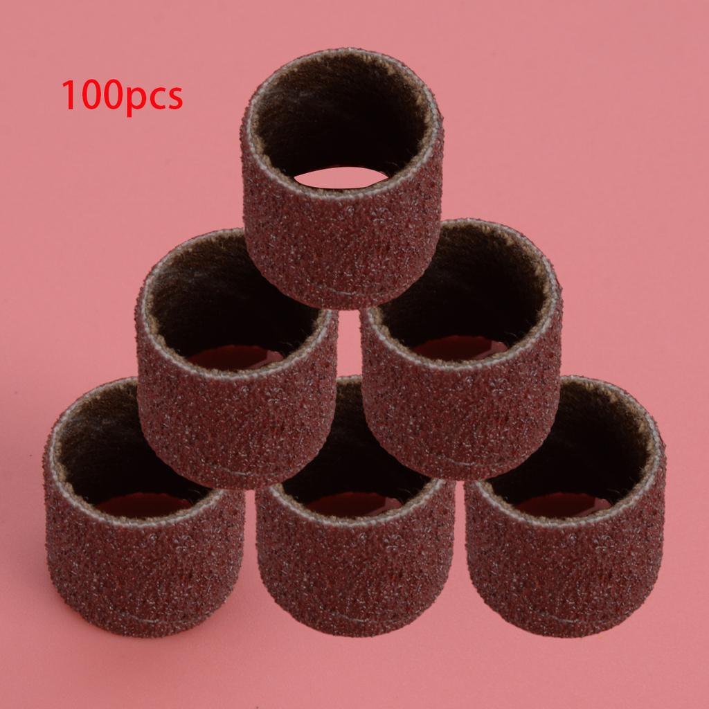 100pcs Grit 120 Sanding Drum Set Sander Sleeves Sandpapers Band Brownish Red Aluminum Oxide 6.35mm fit for Rotary Tool