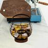 Coffee Capsule Holder, Basket, Iron Wire, Wooden Base, Fruit Storage