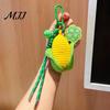 School Bag Decor Crocheted Corn Keychain for Backpacks, Handmade Keyring with Bell Good Luck & Blessing Tag, Simulated Vegetable Charm Pendant