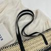 Contrast Color Tote Bag Women's Large Capacity Shoulder Bag Beach Straw Woven Bag