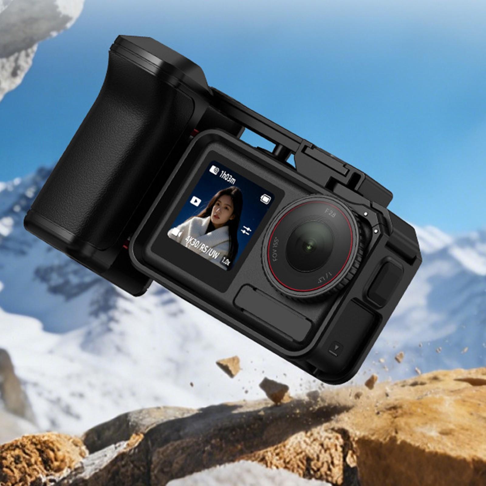 Cage Structure Enhanced Action Camera Handle for Action4/3 Street Photography Ergonomic Magnetic Grip Quick Release