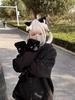 Hoodie with Cat Ears and Subculture Style Sickly Long Y2K with Check Cross [XHSUKADO] Zip-up Claws, Top, Women's Clothing, Cute, Sleeve, Spring,