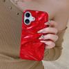 Red Glossy Irregular Wrinkle Phone Case For iPhone 16 Pro Max 17 Air 15 13 12 11 14 Plus Soft Silicone Protective Back Cover