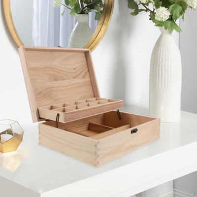 Schmuckkästchen aus Holz Mehrzweck-Aufbewahrungskoffer für Halsketten Uhren Armbänder