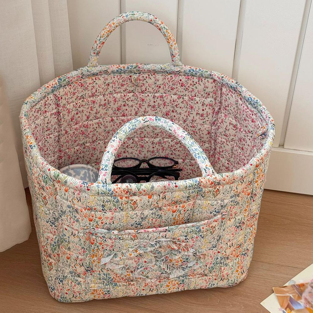 Floral Fabric Storage Basket Large Capacity Laundry Basket with Handles Laundry Hamper for Clothes and Sundries