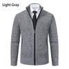 Men's Autumn/Winter Stand-Up Collar Zipper Cardigan Jacket with Velvet Knit