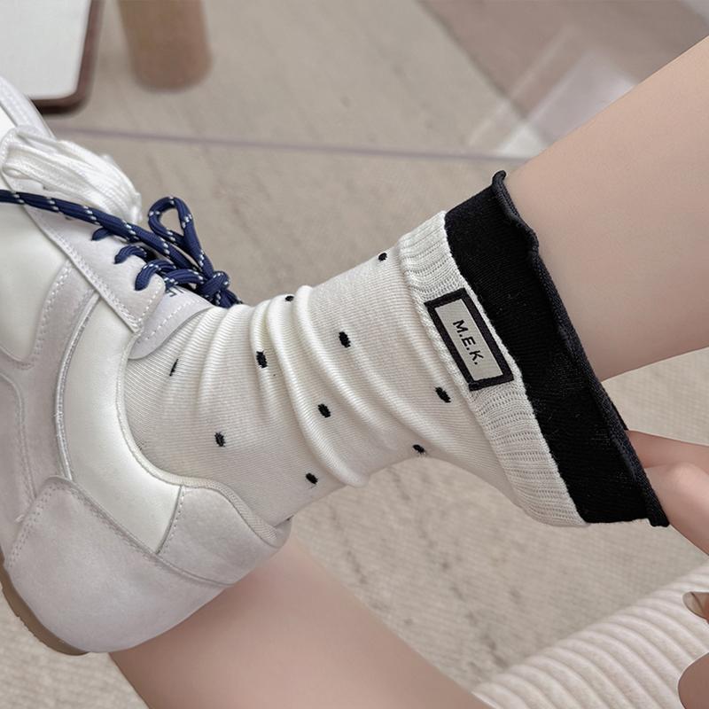 Socks For Women New Dots Cute Frilly Casual Fashion Long Socks Breathable Preppy Style Ladies Novelties Socks Cotton Soft Comfy