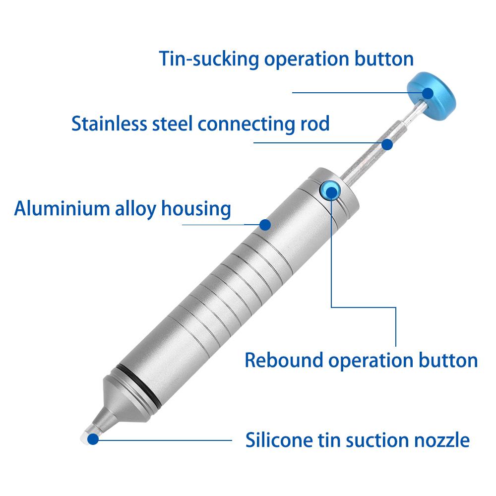 Manual Vacuum Solder Suction Pump 350°C Temperature Resistant Solder Sucker 170mm Aluminium Powerful Desoldering Pump