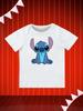 Round Neck Printed Pattern Pullover Short Sleeve Kids Tops Stitch