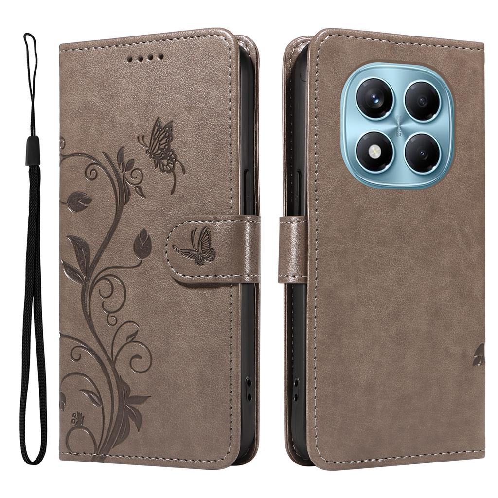 For Xiaomi Redmi Note 14 Pro 4G PU Leather Cases Flower Pattern Wallet Stand Phone Cover with Strap