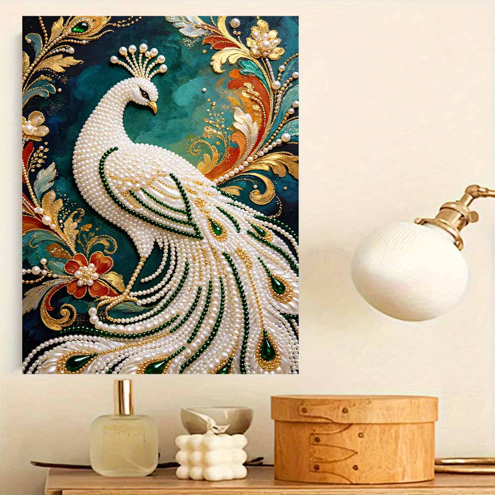 Shiny Pearl Elegant Peacock DIY Painting Creative Bead Art Craft Household Wall Decoration Nice Present For Art Hobbyists Home Decor Wall Art