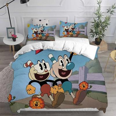 Tessili per la Casa 3D Cartone Animato Cuphead Set Biancheria da Letto Piumone Coperta Copriletto Copripiumone Set Federe Bambini Adulti
