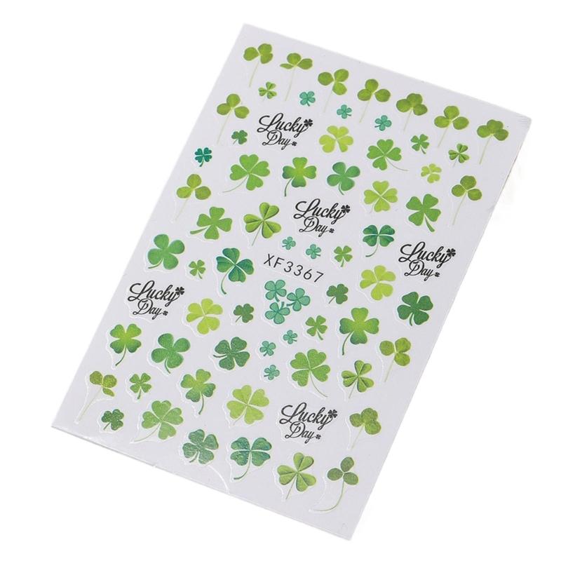 Saint Patrick’s Day Nails Art Stickers Green Shamrock Nails Decals Adhesive Nail Sticker Nails Art Decoration
