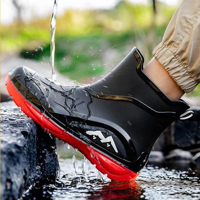 Neue Herren Casual Wasserdichte Regenstiefel Mode Herren Outdoor Slip-on Angelstiefel Koch Arbeitsstiefeletten Rutschfest Warm Wasserschuhe