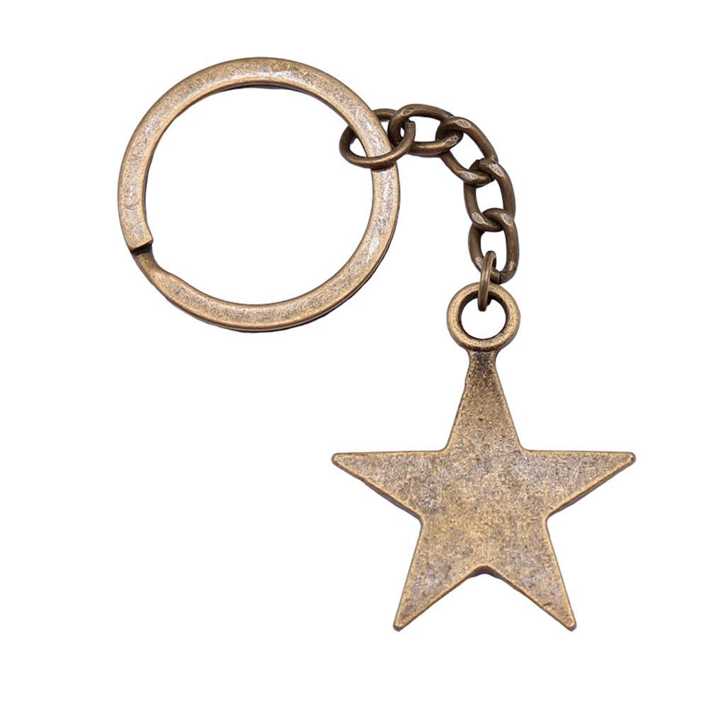 Dreifachmond Pentagramm Anhänger Schlüsselanhänger Stern Wicca Thema Schlüsselring 28mm