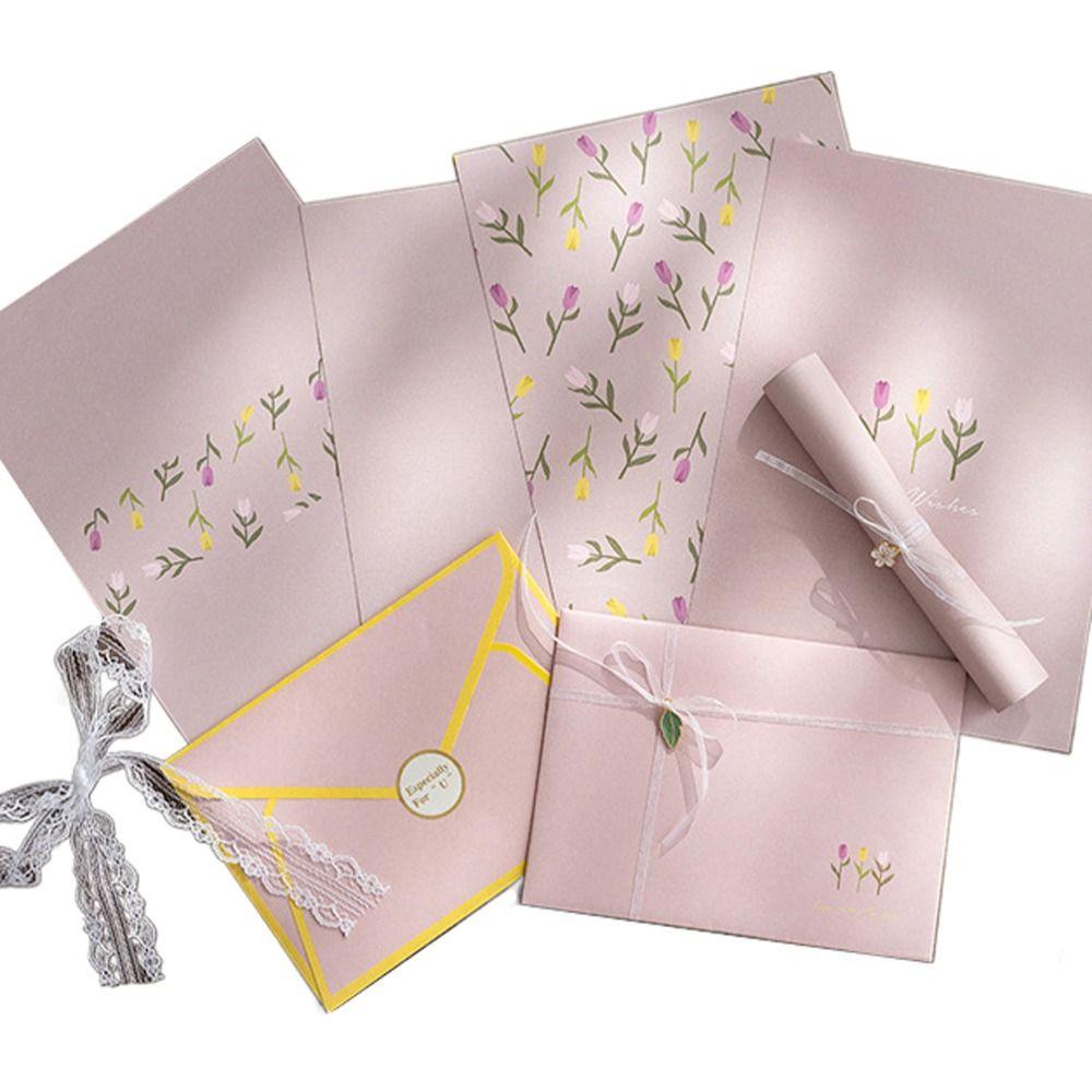 DIY Postcard Floral Envelopes with Stickers Letter Writing Paper Letter Pads  Stationery