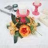 Artificial Flowers Candlestick Wreath Silk Mini Wreath New Candle Ring  Christmas Ornament