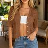 Damen Strick Offene Vorderseite Strand Überwurf - Kurzarm Cropped Cardigan für Sommer Strandurlaube