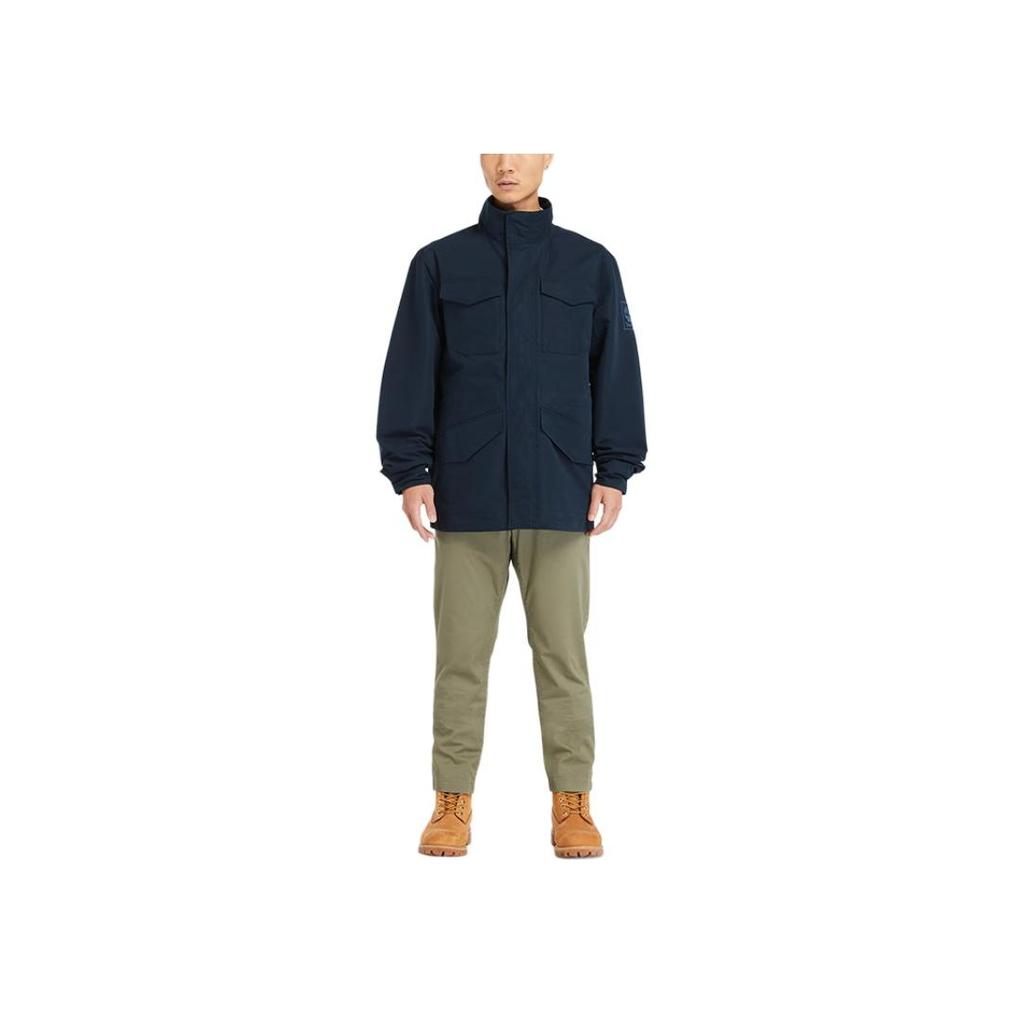 Timberland Solid Logo Design Stand Collar Outdoor Casual Waterproof Jacket Men Jacket Deep-Sapphire-Blue A2P6B-433