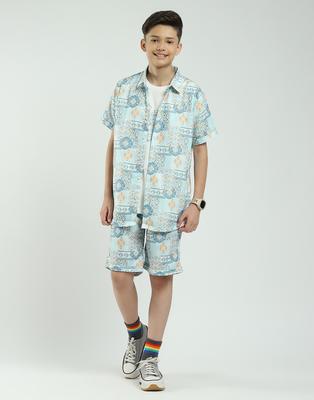 Conjunto Co-ord de Manga Corta Estampado de Corte Regular para Niño