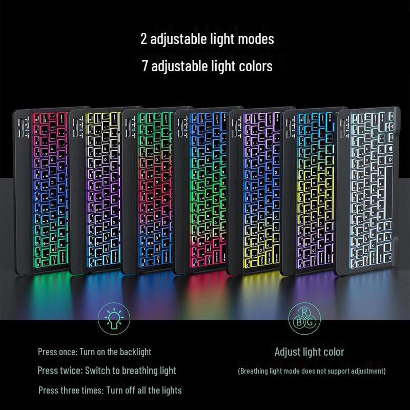 OLOEY 10-inch Gradient Backlit Bluetooth Keyboard and Luminous Mouse Set