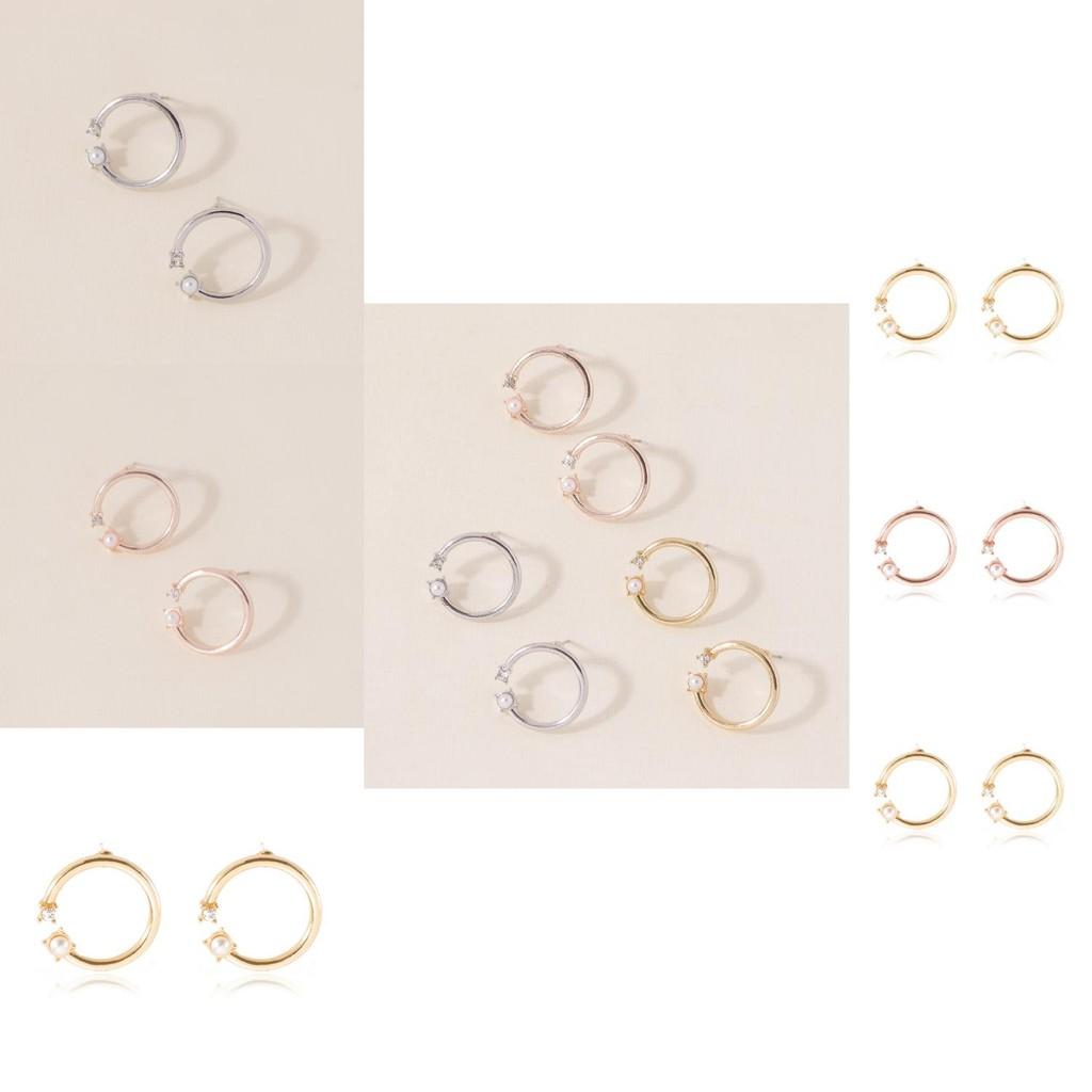 Fashionable Alloy Geometric Pearl Stud Earrings For Women Trendy Designs