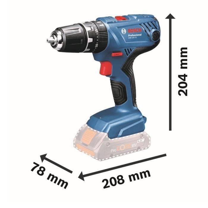 Bosch Professional GSB 18V- 21 Impact Drill + 2 2.0Ah Batteries + GAL 1820 Charger - 06019H1109
