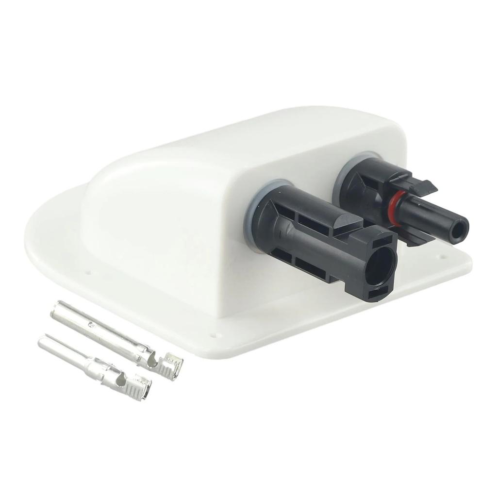 Waterproof Car Junction Box Solar Panel Cable Entry Gland Sealing Box Double Hole Curved Connector for RV Caravan Motorhome Boat