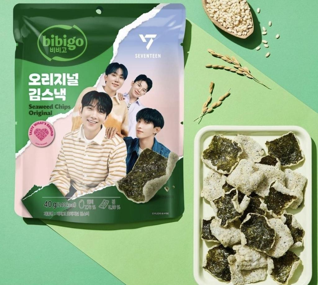 Bibigo Originele Zeewiersnack Extra Krokante Geroosterde Rijstpapier Chip 40g x 6 Pak