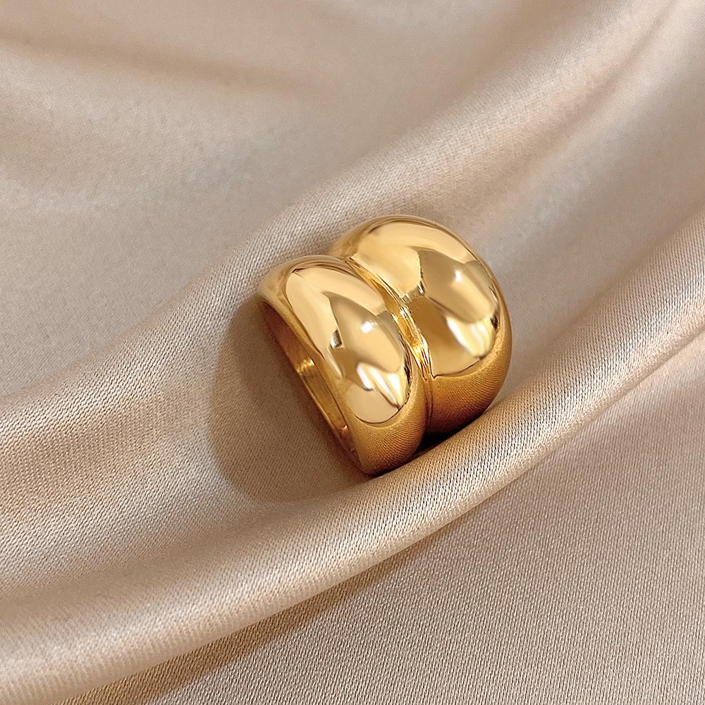 FLASHBUY New Trend Creative Chic Gold Color Curve Irregular Geometric Love Leaf Stainless Steel Unique Ring Fashion Zircon Gift