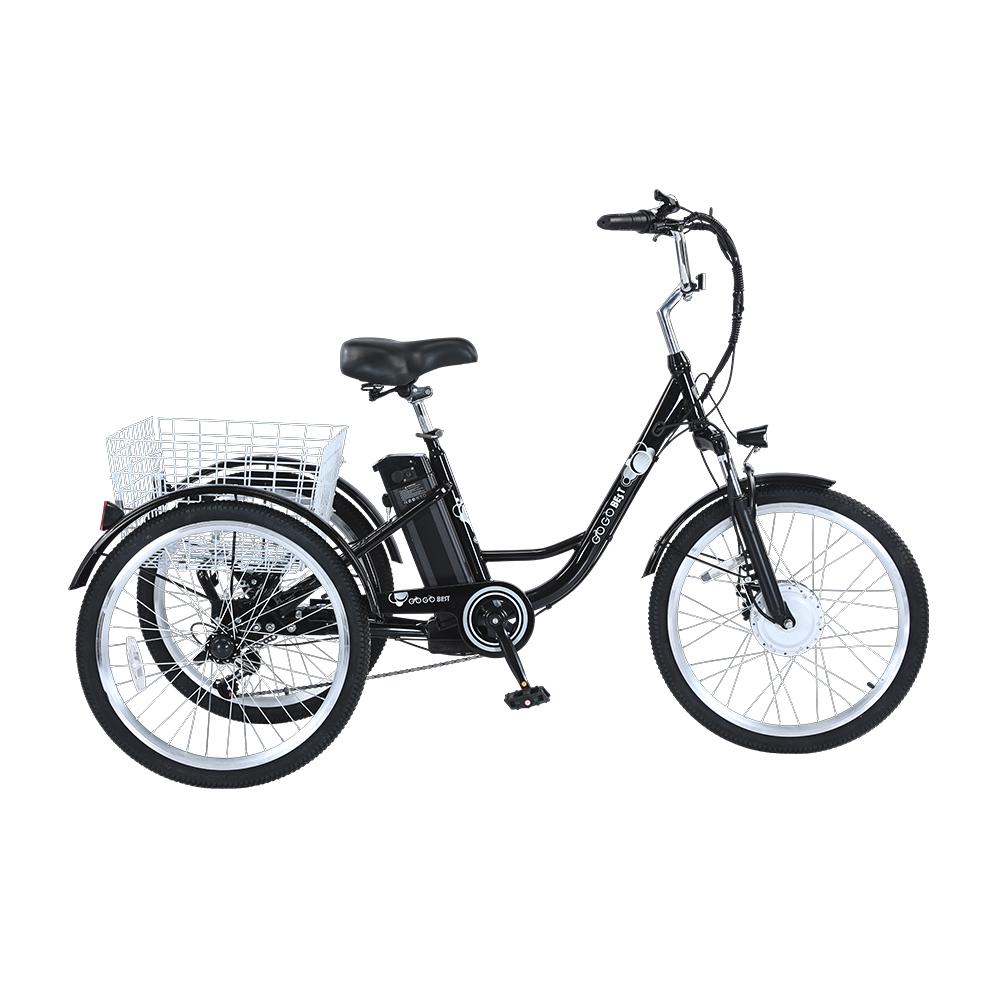 GOGOBEST GF100 Electric Cargo Bicycle With Basket Tricycle For Adult 500W Motor 36V20Ah Battery 24Inch 3wheel Outdoor Riding Electric Bike