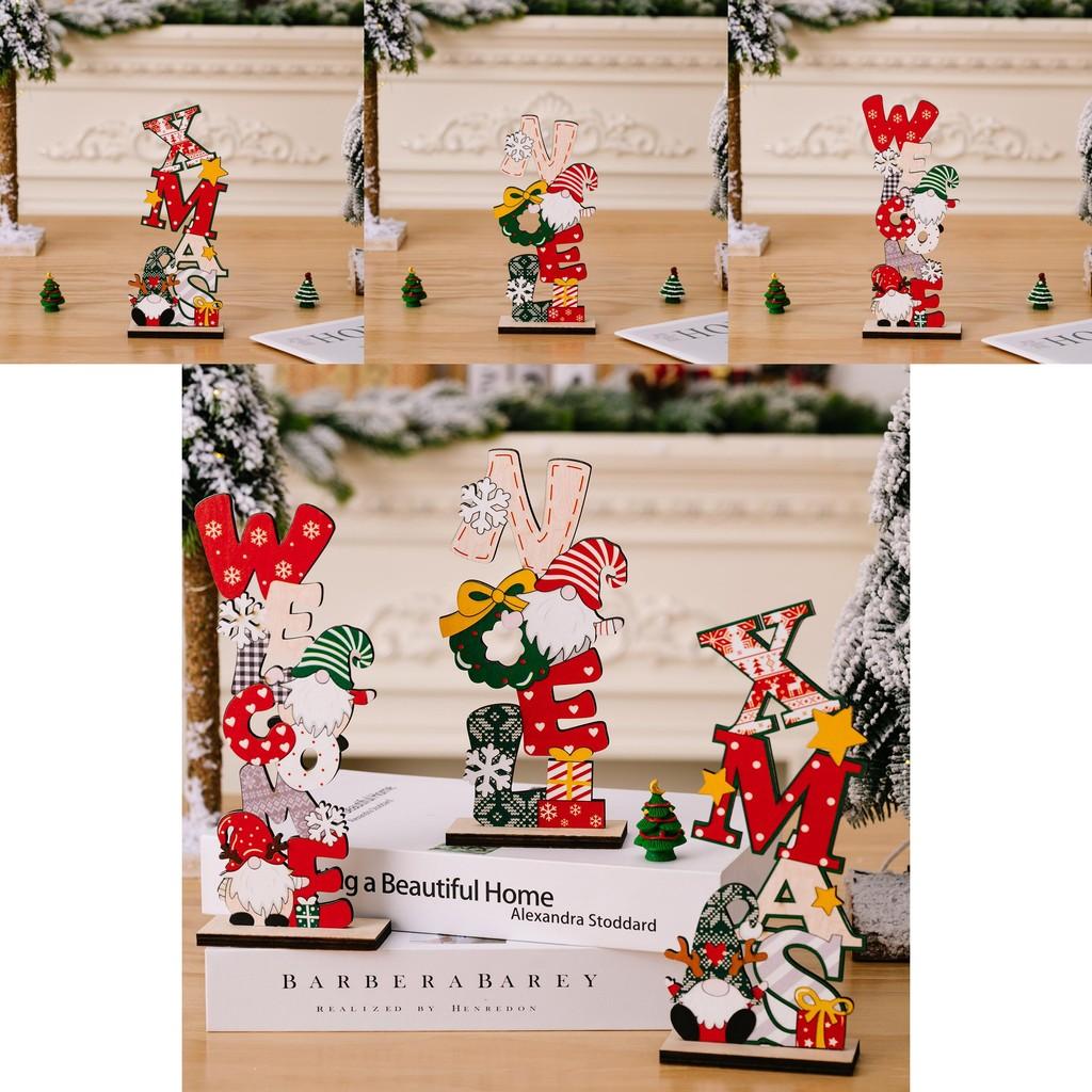 Christmas Delightful Wooden Tabletop Decor Featuring Fun Cartoon Letter Designs For Welcome Noel Xmas