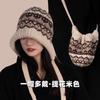 Wool hat female retro cute versatile face small knitted hat winter riding warm ear protection