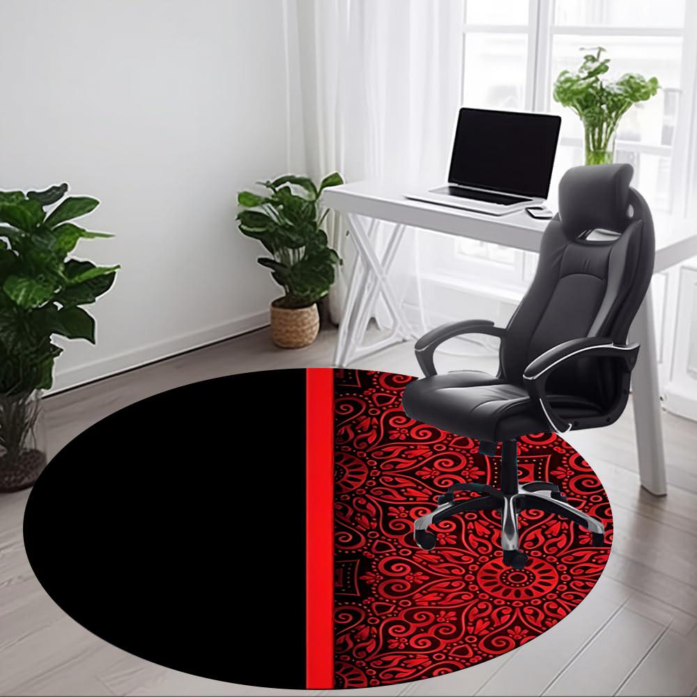 1pc Red Mandala Office Round Area Rug, Mat Suitable For Office, Under Office Chairs Bedroom Living Room Home Decor, Room Deco