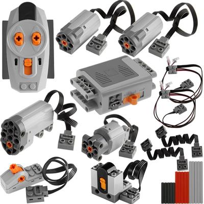 TEESE 27 Piece Technic Electric Power Set Electric Remote Control with Receiver Box Switch Light Cable Compatible with Lego Technic Parts