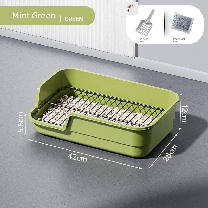 

Собачий туалет Большой размер Защита от брызг Наклонный Высокий бортик Собаки маленького размера Планшет Собачий туалет Защита от брызг мочи Товары для питомцев Mint green 42cm (send shovel)