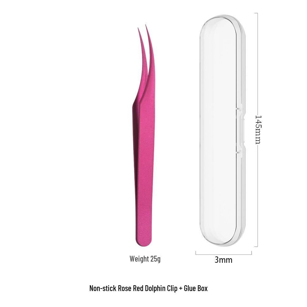 Non-stick Tweezers for False Eyelashes - Beginner & Professional Lash Artist Tool, Golden Feather Clip