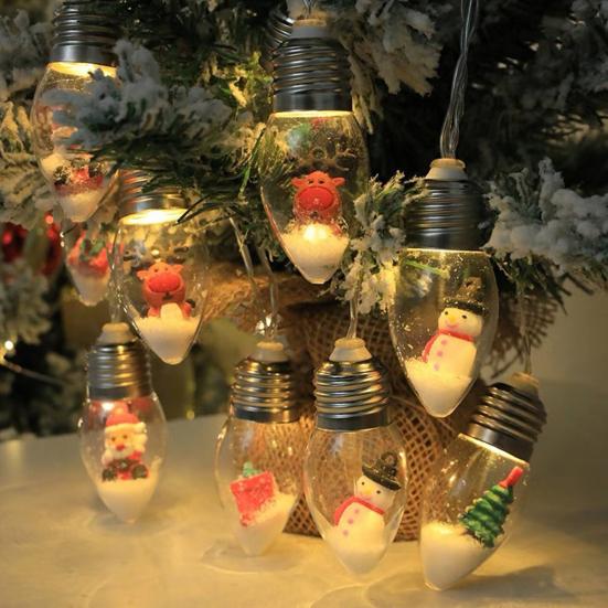 Christmas Snow String Lights LED Colored Snow Bulbs Decorations for Home Patio Mantel Fireplace