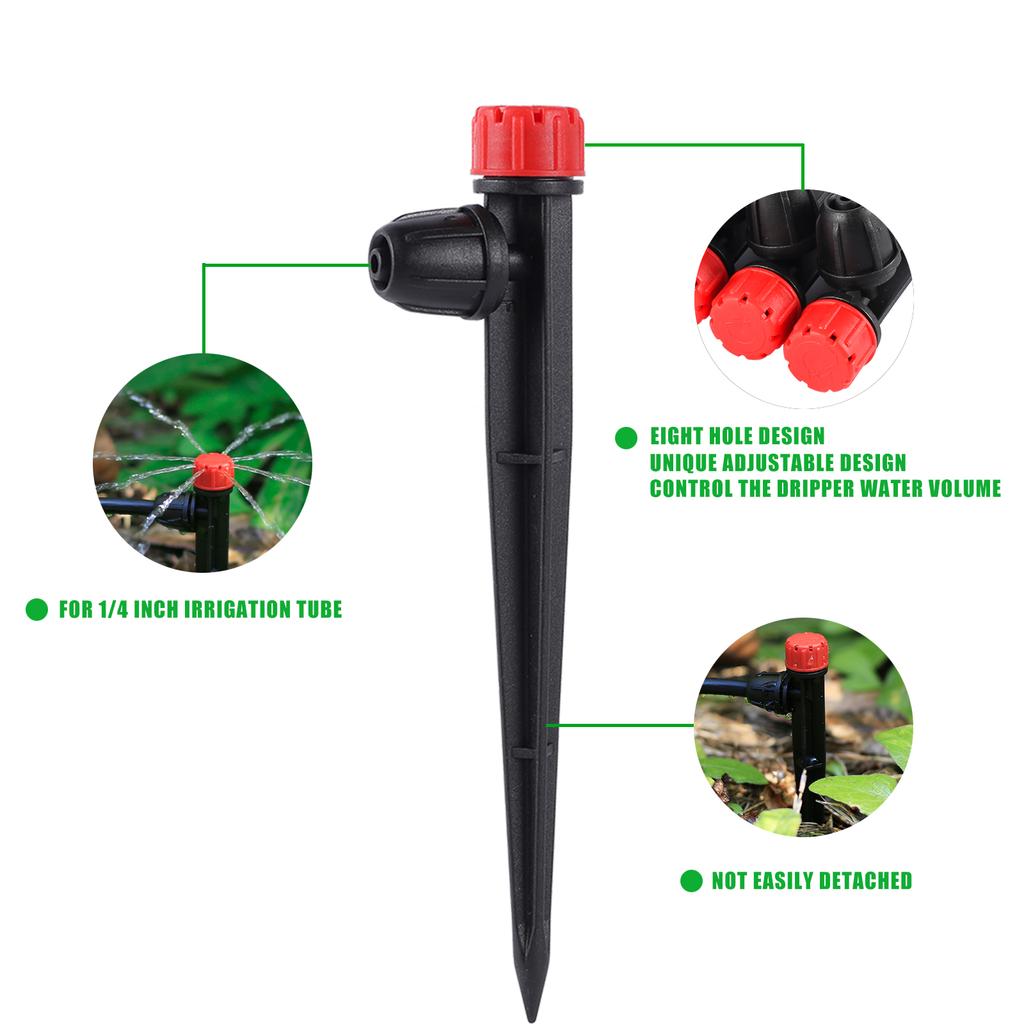8-hole Pointed Dripper 360 Degree Irrigation Sprinkler Garden Greenhouse Automatic Watering Irrigation Transmitter