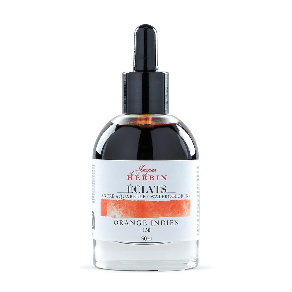 Herbin Watercolor Eclat Indian Orange Ink, Dye, 50ml, (hb16130)
