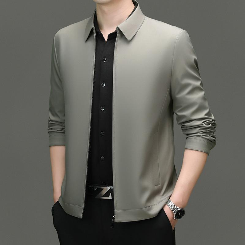 Lapel Jacket Zipper Business Jacket Middle-aged Men's Jacket Dad Jacket