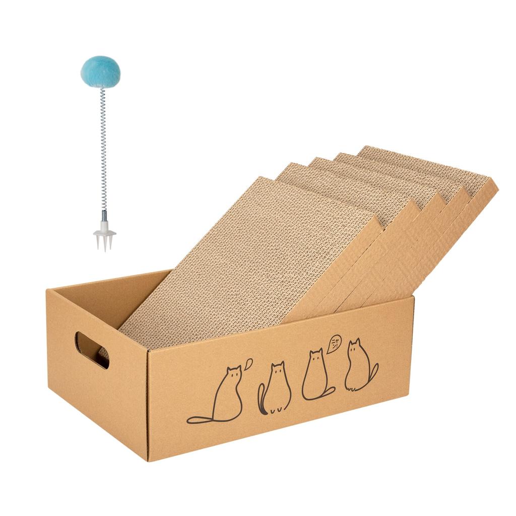 Cardboard Cat Scratching Includes a Scratching and Cute Toy 5-Pack Boxes, Double-Sided, Durable, High-Density, Post, Bed,