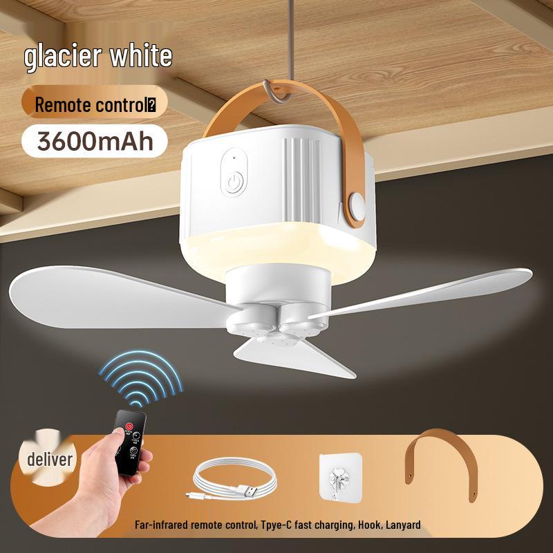 Portable Multi-Functional Ceiling Fan: Rechargeable & Remote-Controlled, Ideal for Camping & Wall/Desktop Mounting