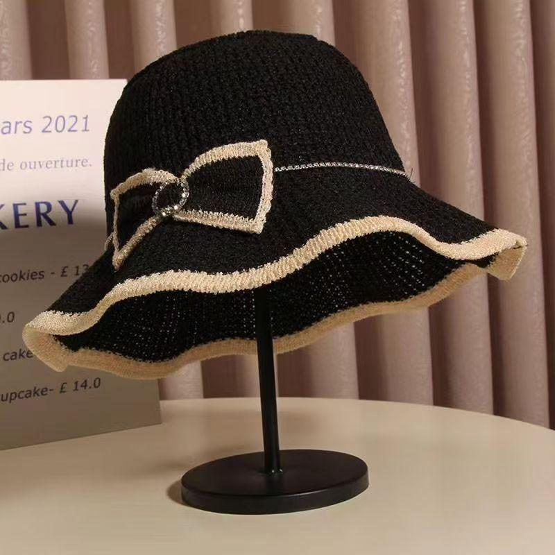 ins sunscreen straw hat women's summer travel shading breathable straw bucket hat outdoor seaside temperament basin hat