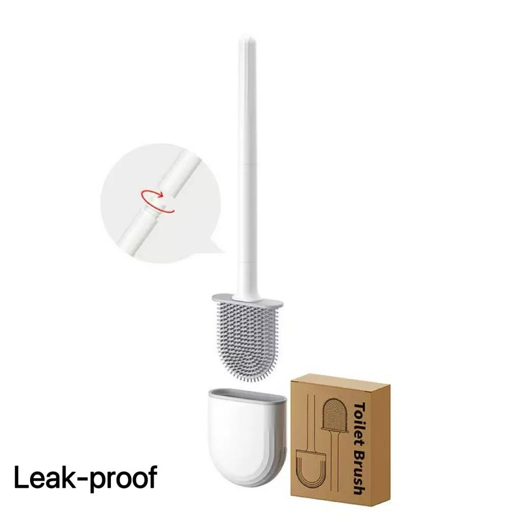 Silicone Toilet Brush with Holder, Drill-Free Wall Mount, Flexible Silicone Bristles Deep Clean Bathroom Toilet Cleaning Tool